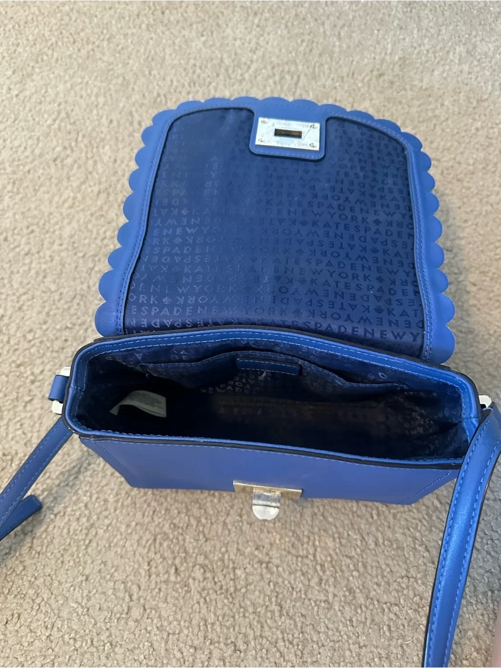Kate Spade Scallop Royal Blue Smooth Leather Crossbody